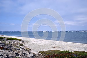 Blue skies with puffy white clouds on Coronado Bay, San Diego, California