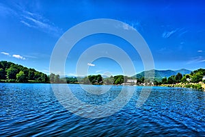 Blue skies and water