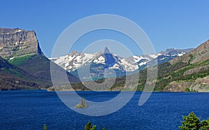 Blue skies and water in the Mountains photo