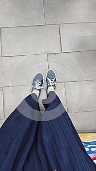 Blue skirt and shoes