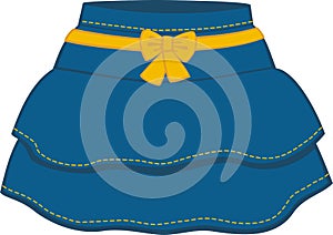 The blue skirt with a yellow bow