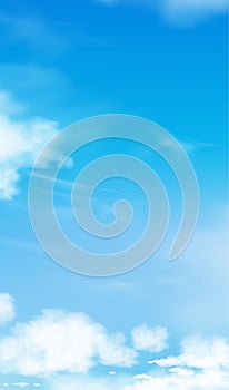 Blue sky with altostratus clouds background,Vector Cartoon sky with cirrus clouds, Concept all seasonal vertical banner in sunny photo