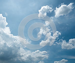 Blue sky with amazing clouds background. Shape independent of the Skies, Elements of nature, Beautiful sky with white clouds