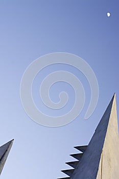 Blue sky with architectural elements.