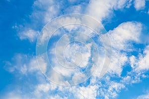 Blue sky background with clouds. Beauty of nature