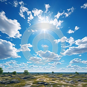 Blue sky background radiates warmth, perfect for a summer day.