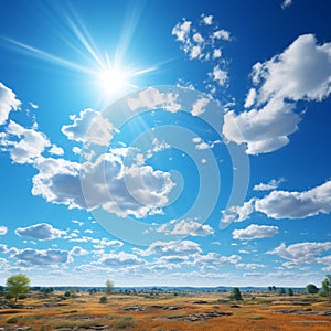Blue sky background radiates warmth, perfect for a summer day.
