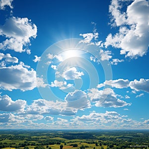 Blue sky background radiates warmth, perfect for a summer day.