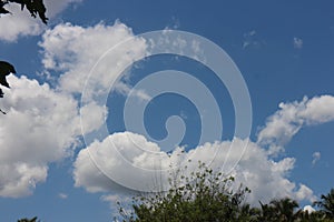 blue sky background with tiny clouds. The vast blue sky and clouds sky