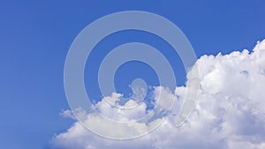 Blue sky background with white clouds, rain clouds on sunny summer or spring day