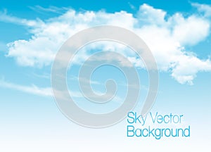 Blue sky background with white transparent clouds.