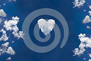 Blue sky and beautiful clouds creating love or heart symbol