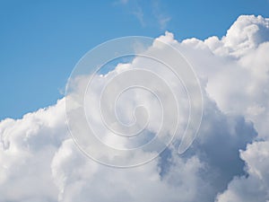 Blue sky with beautiful cumulus clouds.