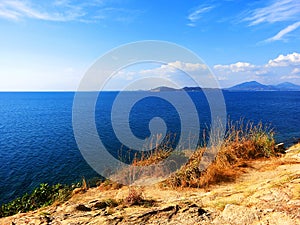 Blue sky with beautiful natural white clouds