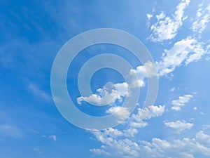 A blue sky with beautiful wisp of cloud for use as a backing or backdrop