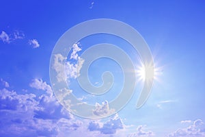 Blue sky and bright sunshine with clouds