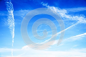 Blue sky with cirro cumulus white clouds. Sky background photo