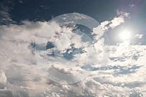 The blue sky clear and bright Blue sky with white clouds and sunlight