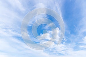 Blue sky with close up white fluffy tiny clouds background and pattern