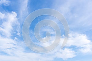 Blue sky with close up white fluffy tiny clouds background and pattern