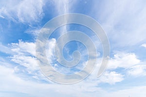 Blue sky with close up white fluffy tiny clouds background and pattern