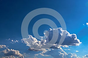 Blue sky and cloud with bright sun star flare background
