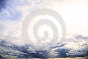 Blue sky with cloud and empty area for text. Nature concept for presentation background. Beautiful colorful sky with sunlight