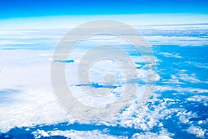 Blue sky and Cloud Top view from airplane window,Nature background.