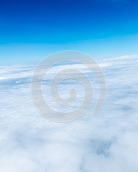 Blue sky and Cloud Top view from airplane window,Nature backgrou
