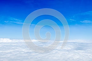 Blue sky and Cloud Top view from airplane window,Nature backgrou