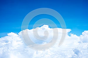 Blue sky and Cloud Top view from airplane window,Nature backgrou