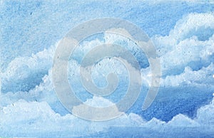 Blue sky cloud water color painting art