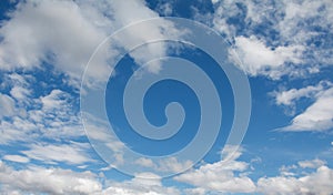 Blue sky with clouds background.