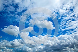 Blue sky with clouds, cloudy skyscape background photo