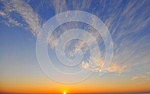 Blue sky with clouds with the daybreak photo