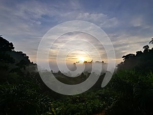 Blue sky with clouds form Tropical rainforest