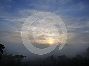 Blue sky with clouds form Tropical rainforest