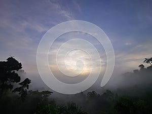 Blue sky with clouds form Tropical rainforest