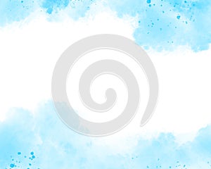 Blue sky and clouds, hand painted abstract watercolor background, vector illustration