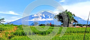 Blue sky clouds over the expanse of agricultur land