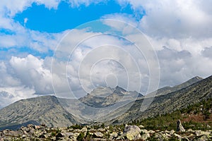 Blue sky and clouds over the rocks, beautiful cloud landscape