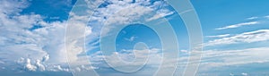 Blue sky with clouds panoramic web banner