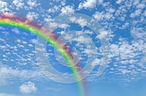 Blue sky and clouds with rainbow nature for background