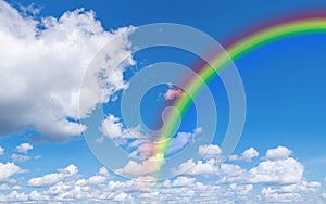 Blue sky and clouds with rainbow nature for background