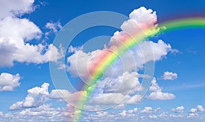 Blue sky and clouds with rainbow nature for background