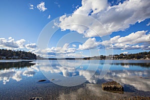 Blue Sky Clouds with Reflections Puget Sound