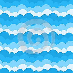 Blue sky clouds seamless pattern