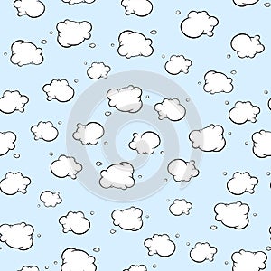 Blue sky and clouds seamless pattern, background.