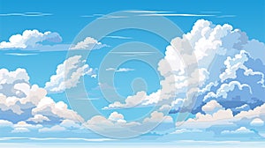 Blue sky clouds sunny day. Background design, Vector