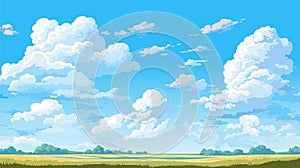 Blue sky clouds sunny day. Background design, Vector